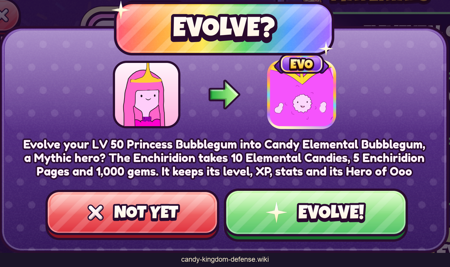 Candy Elemental Bubblegum — evolution confirmation